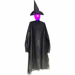 Unbranded 68 Inch Halloween Witch Props With Colorful Led Head Outdoor Scary Witch Plug-in Halloween Witch Ornament For Yard Garden Party Bar Creepy Decoration,
