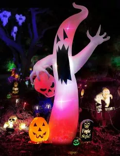 Unbranded 12 Feet Halloween Decorations Outdoor Led Lights Ghost, Halloween Inflatable Hanging Ghosts Outdoor Party/yard/garden Ghost Dcor