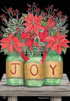 Unbranded Shxx Saytay Joy Mason Jars Christmas Garden Flag Poinsettias 12.5" X 18" Xq-zs112 -Piha myymälä 504184764 max