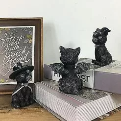 Unbranded Halloween Black Cat Decoration Outdoor Indoor Lawn Resin Cat With Witch Hat,wings,desktop Ornament Funny Garden Statue Figurine Sculpture For Front Ya -Piha myymälä 504697770 max