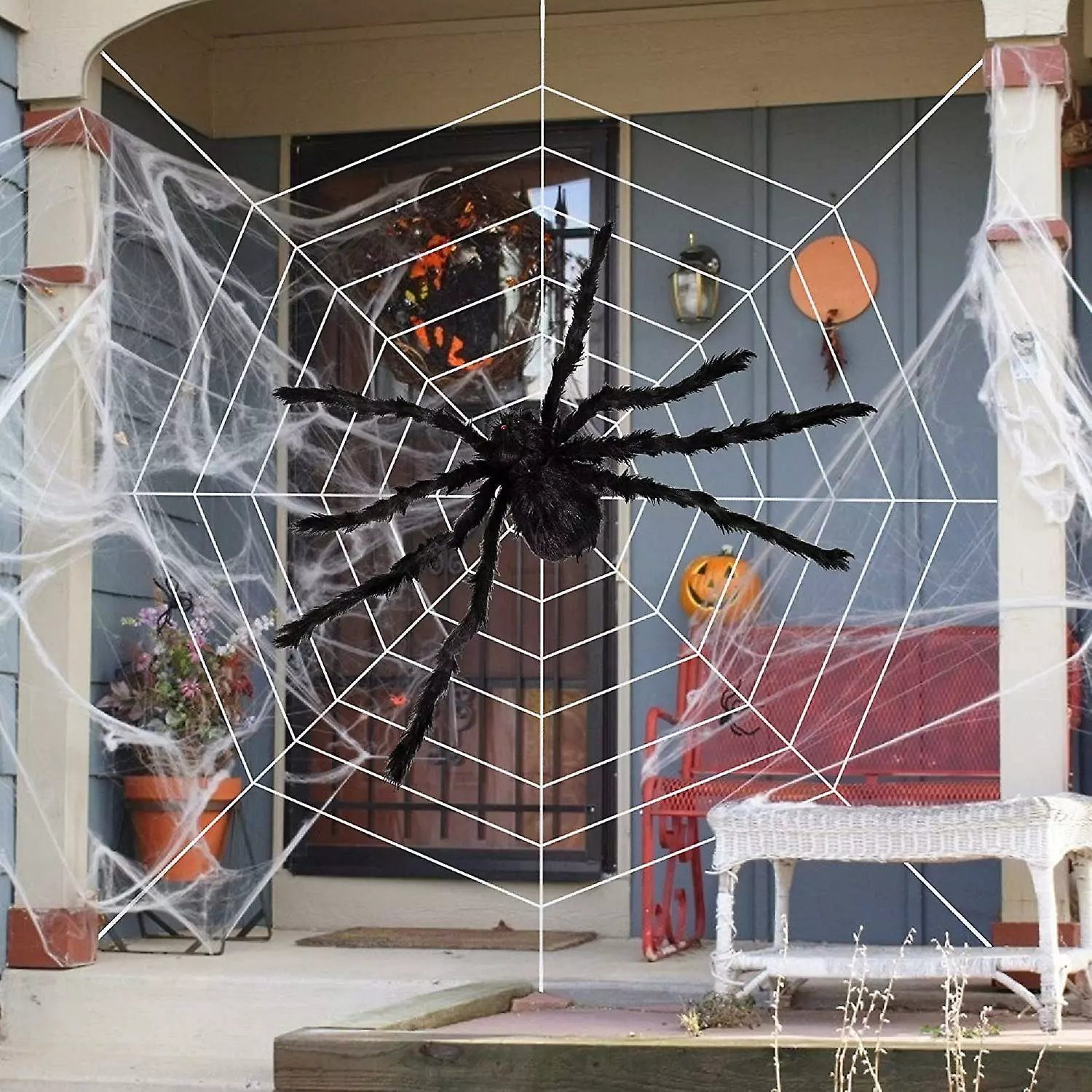 Sunshine® Halloween 60 Giant Fake Spider Web Decoration, With 200" Spider Web For Outdoor& Indoor Halloween Decoration In Yard, Lawn And Garden, Haunted House, 3 Sunshine® Halloween 60 Giant Fake Spider Web Decoration, With 200" Spider Web For Outdoor& Indoor Halloween Decoration In Yard, Lawn And Garden, Haunted House,