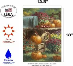 Unbranded Home Garden Toland-farm Pumpkin-decorative Harvest Fall Autumn Flower Floral Rustic Usa-produced Garden Flag