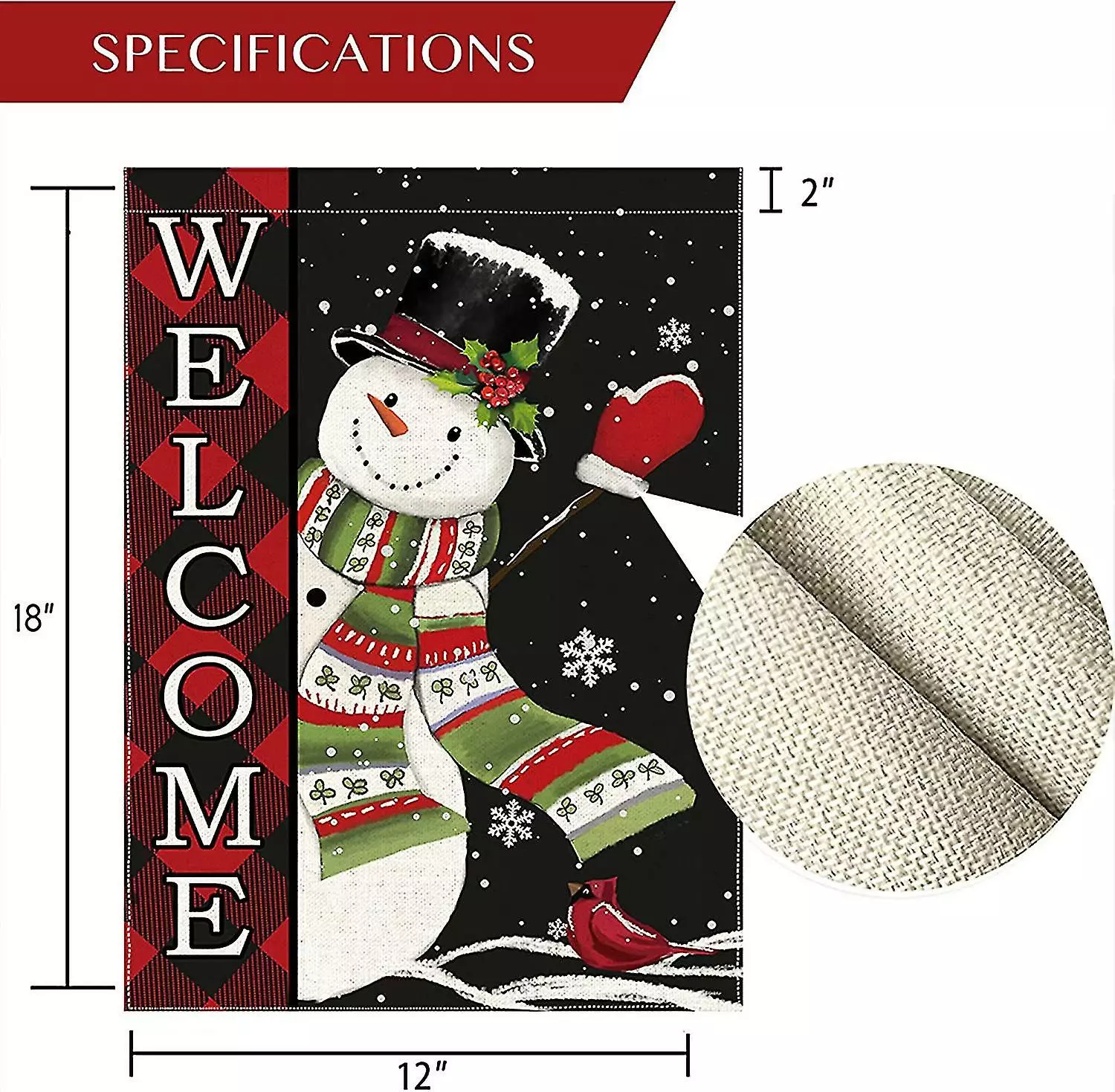 Unbranded Christmas Garden Flag Snowman Winter 12 X 18 Double Sided, Welcome Buffalo Plaid Chri 5 Unbranded Christmas Garden Flag Snowman Winter 12 X 18 Double Sided, Welcome Buffalo Plaid Chri - Image 3