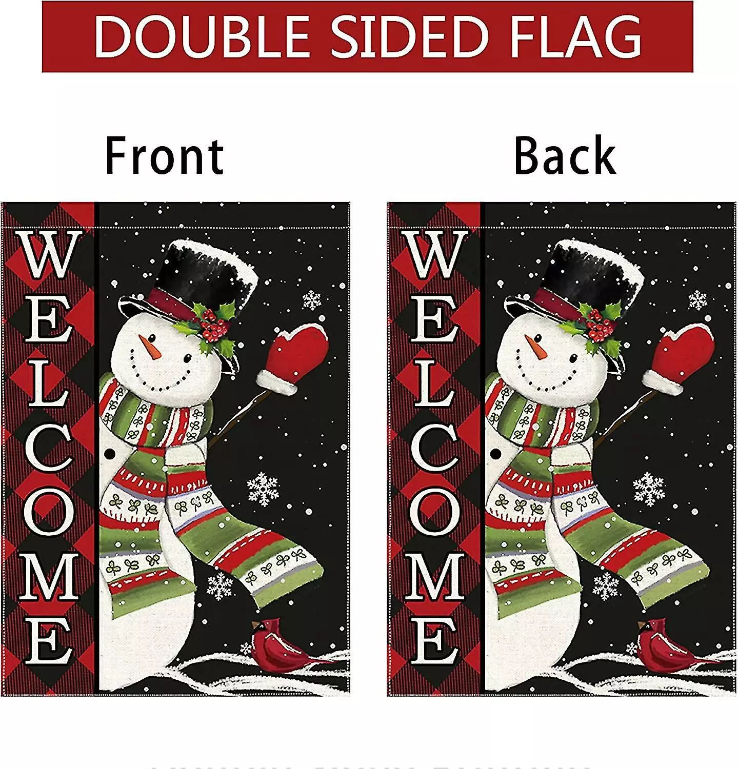 Unbranded Christmas Garden Flag Snowman Winter 12 X 18 Double Sided, Welcome Buffalo Plaid Chri 6 Unbranded Christmas Garden Flag Snowman Winter 12 X 18 Double Sided, Welcome Buffalo Plaid Chri - Image 4