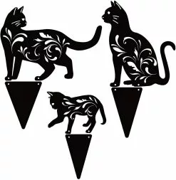 Cold Frost 3 Pack Metal Cat Garden Statues Black Cat Silhouette Cat Decorative Garden Stakes Garden Outdoor Statues Animal Stakes For Yard Decor And Lawn Ornamen
