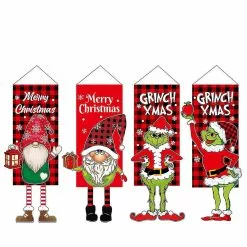 Sl Chang Christmas Decoration Grinch Hanging Faceless Doll Door Hanging Flag Garden Flag