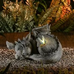 Unbranded Dragon Garden Ornaments Outdoor With Solar Powered Lights, Resin Stone Finished -Piha myymälä 563682369 max