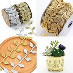Unbranded 2pcs Leaf Ribbon - 10m Long - For Crafts,garden Decor(silver,gold) -Piha myymälä 573787226 max