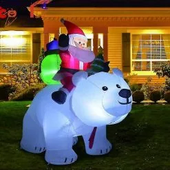 Calista 2.1m Festival Inflatable Doll Christmas Inflatable Decoration Santa Claus White Bear Outdoor Garden Party Arrangement Props Ns2