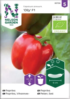 Nelson Garden Siemen Paprika, Vihannes-, Olly F1, Luomu