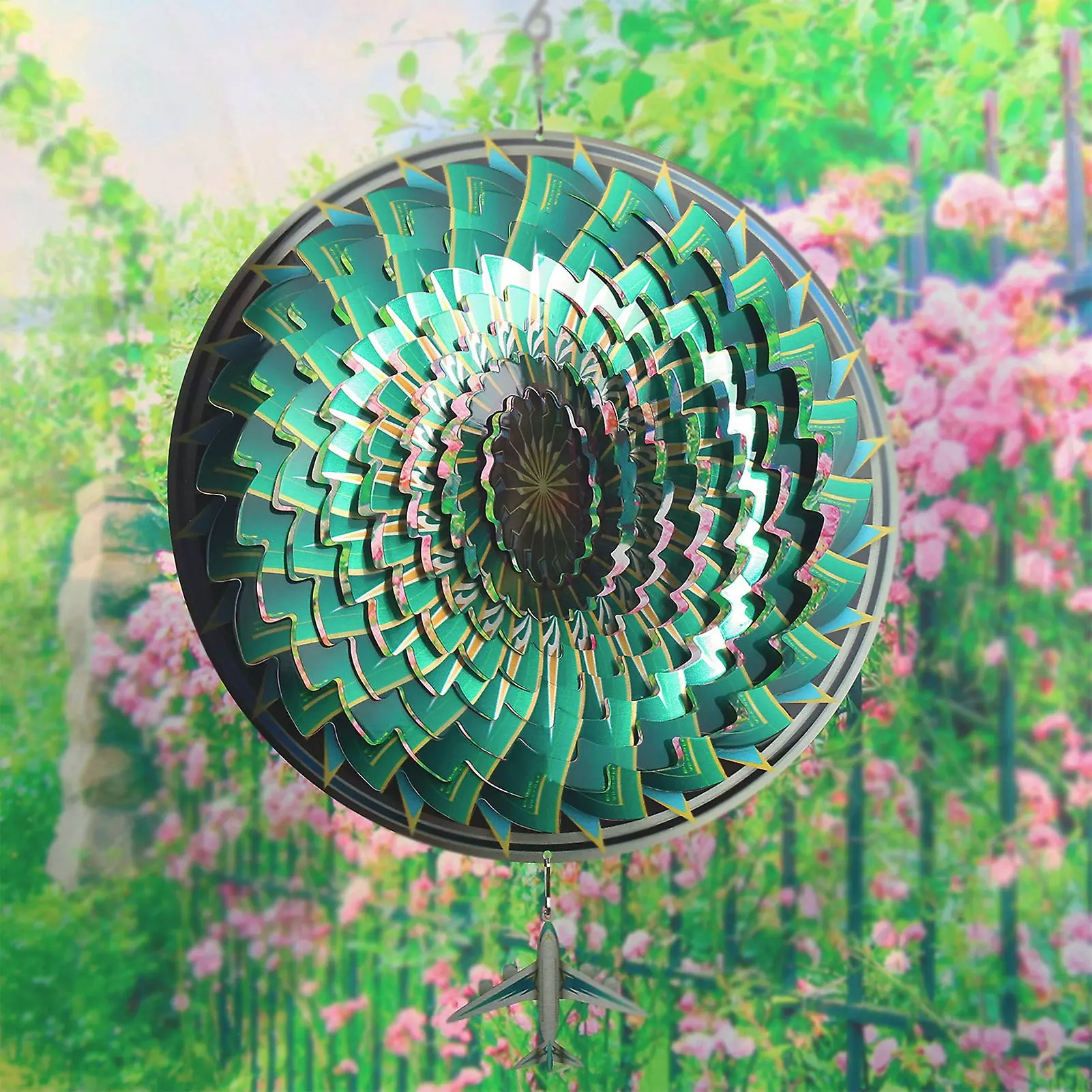 Unbranded Colorful 3D Wind Spinner Airplane Stainless Steel Wind Chime For Garden 4 Unbranded Colorful 3D Wind Spinner Airplane Stainless Steel Wind Chime For Garden - Image 2