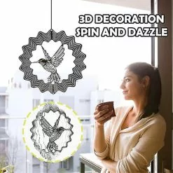 Holiday Ornaments Metal Spinner-3d Hanging Rotating Wind Chime Home Outdoor Garden Decor