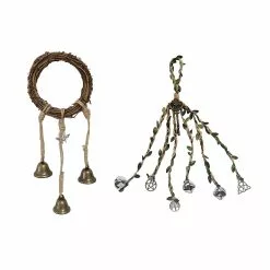 Unbranded 2 Pieces Wiccan Bell Wind Chimes Witch Wind Chimes Door Hanger Hanging Witch Bells Protection Witchcraft Home Decor For Patio Garden Boho Home Decor (