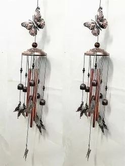 1pcs Outdoor Butterfly Wind Chimes Yard Garden Tubes Copper Antique Wall Hanging Home Decoration