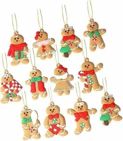 Holiday Ornaments Garden Decorations Christmas Gingerbread Man Gingerbread Figurines Ornaments Xmas Tree Decorations 24pcs 2 Sets