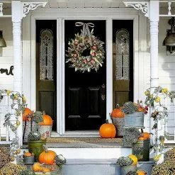 Garlands Autumn Wreath Frame For Front Door Outside, Fall Eucalyptus Pomegranate Farmhouse Wreath Rustic Thanksgiving Wreath Fall Door Wreaths Garden Home Deco -Piha myymälä 641464037 max