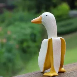 Garden Decor Statues Figurines Ornaments, Creative Resin Banana Duck Garden Gnomes, Personalized Duck Statues For Home, Patio, Lawn, Yard, Office, Out