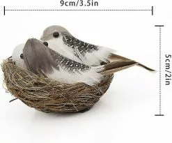 Unbranded Artificial Birds Decor Set, Home Garden Decoration Craft Lifelike Bird With Nest Egg Realistic Feathered Sparrow Outdoor Ornamentbrown1set -Piha myymälä 643263828 max
