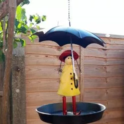 Unbranded Metal Girl And Umbrella Bird Feeder With Hanging Chain Garden Outdoor Wild Bird Feeder Decor -Piha myymälä 645104844 max