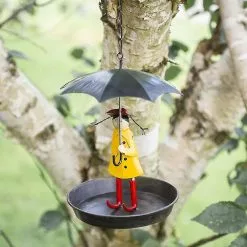 Unbranded Metal Girl And Umbrella Bird Feeder With Hanging Chain Garden Outdoor Wild Bird Feeder Decor -Piha myymälä 645105054 max