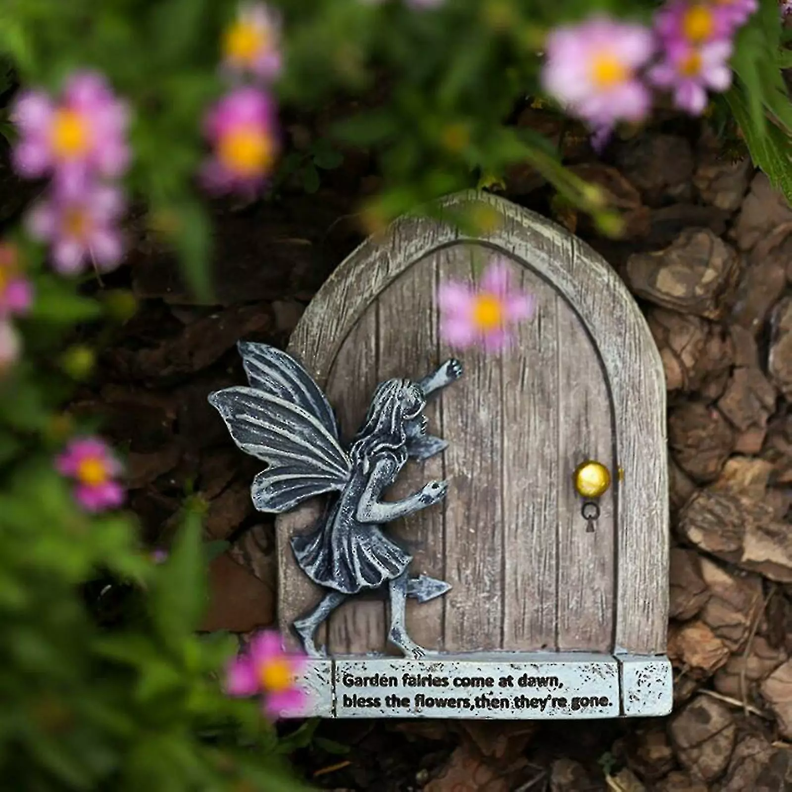 Unbranded Miniature Fairy Garden Door With Fairies Sculpture, Trees Outdoor Wall Miniature Fairy Garden Outdoor Decor 4 Unbranded Miniature Fairy Garden Door With Fairies Sculpture, Trees Outdoor Wall Miniature Fairy Garden Outdoor Decor - Image 2