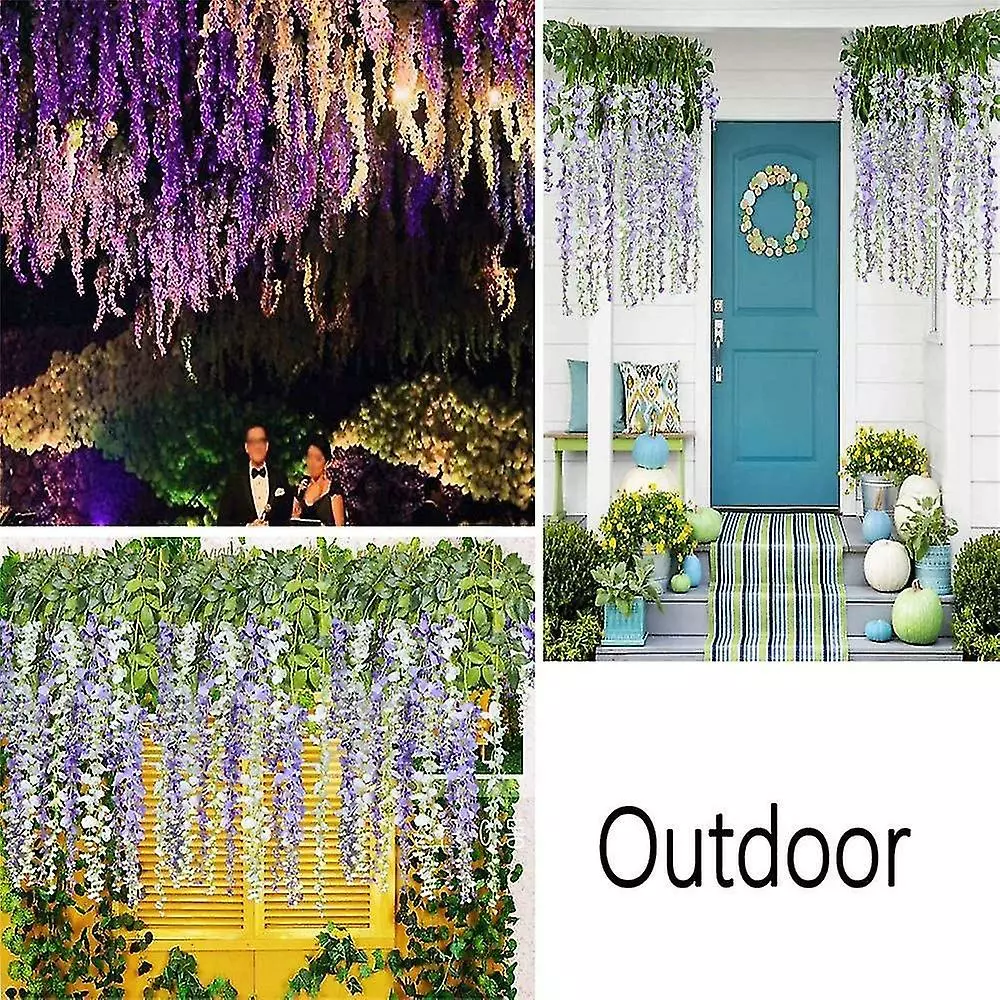 Unbranded 12pcs Artificial Fake Wisteria Vine Garland-greendec 3.6ft/piece Silk Wisteria Vine Ratta Hanging Flower For Home Garden Wedding Decor Purple Red 4 Unbranded 12pcs Artificial Fake Wisteria Vine Garland-greendec 3.6ft/piece Silk Wisteria Vine Ratta Hanging Flower For Home Garden Wedding Decor Purple Red - Image 2