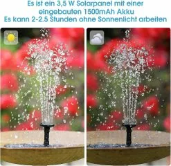 Unbrand Solar Fountain With 3.5w Solar Panel, Solar Pond Pump, 1200mah Built-in Battery Water Pump For Bird Bath Pond Garden. 7 Unbrand Solar Fountain With 3.5w Solar Panel, Solar Pond Pump, 1200mah Built-in Battery Water Pump For Bird Bath Pond Garden. -Piha myymälä 706486944 max