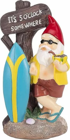 Unbranded Outdoor Garden Statue Garden Ornaments Surfer Gnome Resin Interactive Toy Weatherproof Indoor Outdoor
