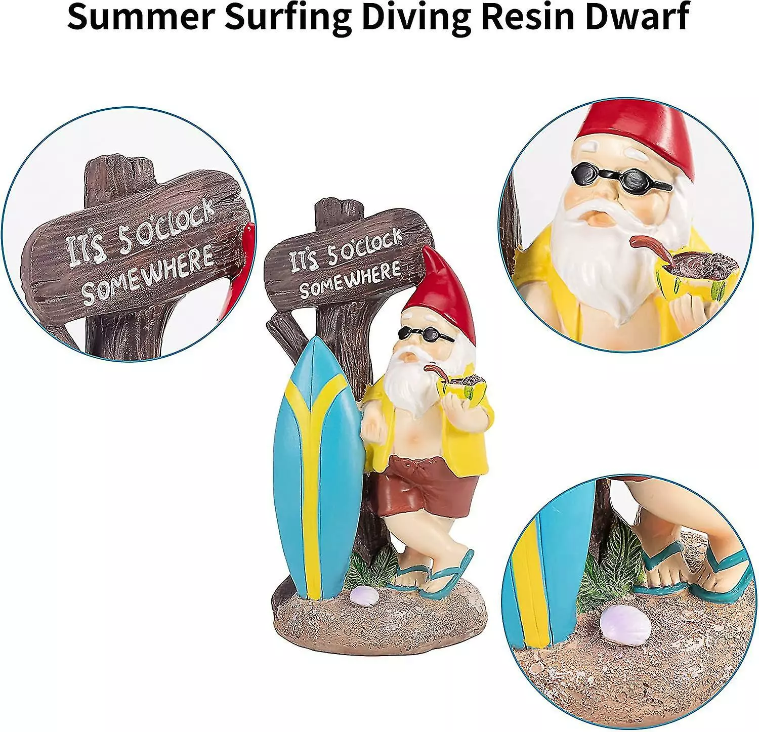 Unbranded Outdoor Garden Statue Garden Ornaments Surfer Gnome Resin Interactive Toy Weatherproof Indoor Outdoor 5 Unbranded Outdoor Garden Statue Garden Ornaments Surfer Gnome Resin Interactive Toy Weatherproof Indoor Outdoor - Image 3