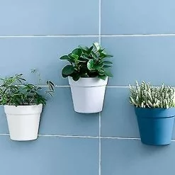 Unbranded Set Of 2 Plastic Wall Planter Pots For Indoor Outdoor Garden Balcony Cream White Blue -Piha myymälä 718223204 max