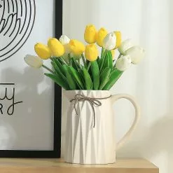 Unbranded 10pcs Real Touch Latex Artificial Tulips Flowers Fake Tulips Flowers Wedding Bouquets For Wedding Home Garden Decoration Yellow -Piha myymälä 718231838 max