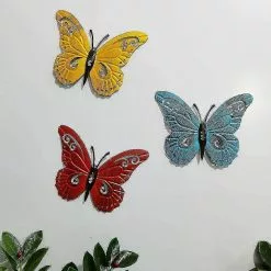 Unbranded Metal Butterfly Wall Decor Decorative Hanging Ornaments Garden Sculpture Decoration Insert Decoration For Indoor And Outdoor Set Of 3 (retro Metal But -Piha myymälä 718246679 max