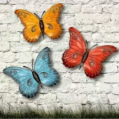 Unbranded Metal Butterfly Wall Decor Decorative Hanging Ornaments Garden Sculpture Decoration Insert Decoration For Indoor And Outdoor Set Of 3 (retro Metal But -Piha myymälä 718246852 max
