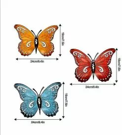 Unbranded Metal Butterfly Wall Decor Decorative Hanging Ornaments Garden Sculpture Decoration Insert Decoration For Indoor And Outdoor Set Of 3 (retro Metal But -Piha myymälä 718247047 max