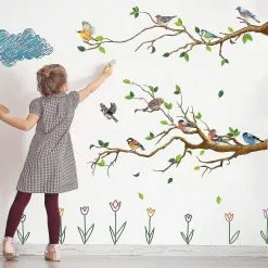 Unbranded 4 Pieces Garden Birds On Branches Wall Stickers Removable Birds On Tree Wall Decals Peel And Stick Wall Decoration For Kids Nursery Bedroom Pving Room -Piha myymälä 718255692 max