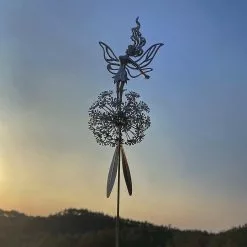 Unbranded Fairy Garden Sculpture Pile Fairy And Dandelion Dancing Together (B - Stereo Shape)