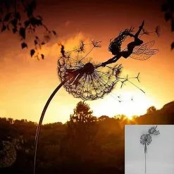 Unbranded Garden Deco Keijut Ja Voikukat Tanssivat Yhdessä Metalli Nurmikko Maisema Veistos