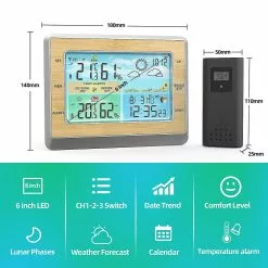Unbranded Weather Station Wireless Temperature And Humidity Monitor With Backlight Alarm Clock For Home Garden Nursery -Piha myymälä 779781375 max