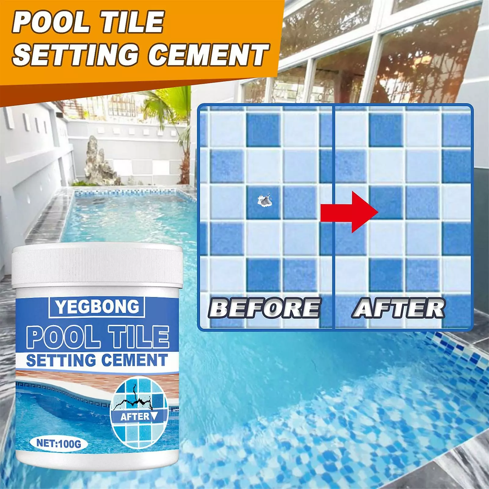 Unbranded Tile Repair Setting Cement Waterproof Good Adhesion Mildewproof Bathroom Balcony Pool Tile Repair Powder For Garden Kaesi 5 Unbranded Tile Repair Setting Cement Waterproof Good Adhesion Mildewproof Bathroom Balcony Pool Tile Repair Powder For Garden Kaesi - Image 3