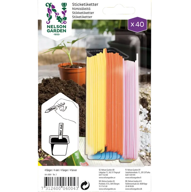 Nelson Garden Nimikyltti Colour, 40 Kpl 3 Nelson Garden Nimikyltti Colour, 40 Kpl