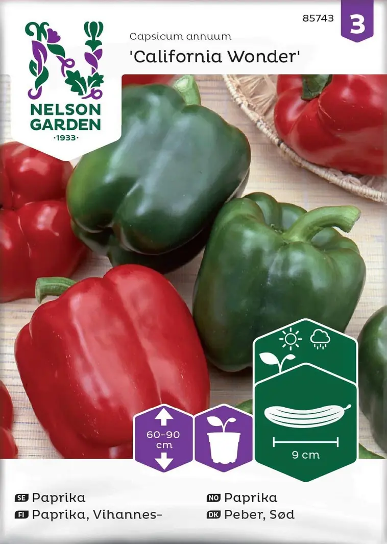 Nelson Garden Siemen Paprika, Vihannes-, California Wonder 3 Nelson Garden Siemen Paprika, Vihannes-, California Wonder