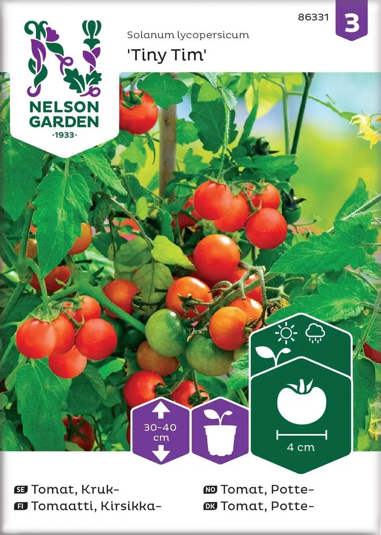 Nelson Garden Siemen Tomaatti, Kirsikka-, Tiny Tim 3 Nelson Garden Siemen Tomaatti, Kirsikka-, Tiny Tim