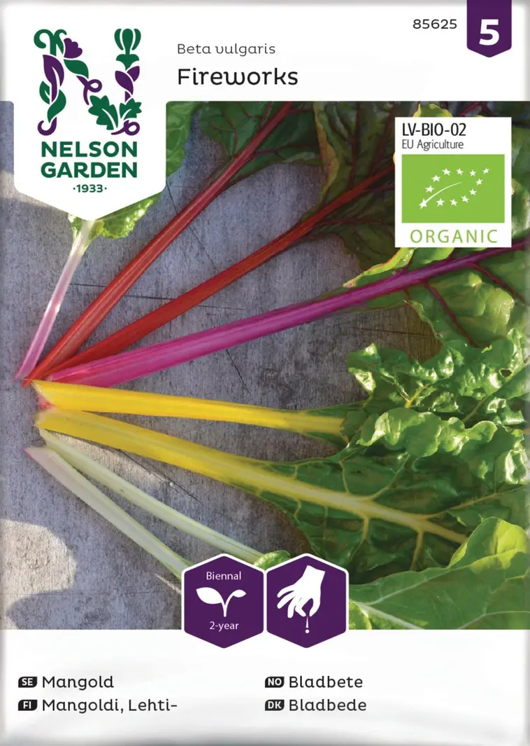 Nelson Garden Siemen Mangoldi, Lehti-,Fireworks,luomu 3 Nelson Garden Siemen Mangoldi, Lehti-,Fireworks,luomu